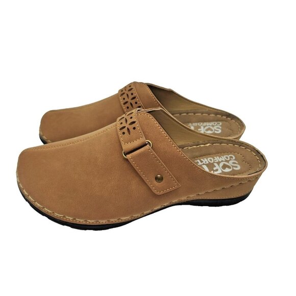 New SOFT COMFORT Shoe Women 9M ELLIS Slip On Clogs Vegan Leather Padded Insole - Picture 2 of 6